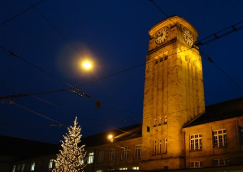 Nachtaufnahme Badischer Bahnhof Basel.